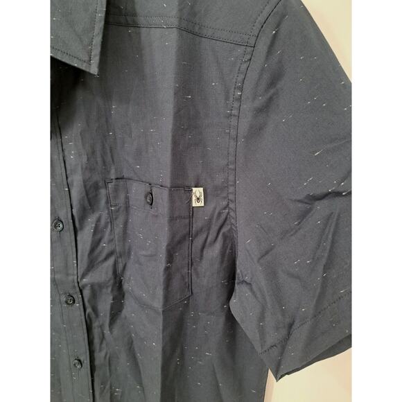 Spyder Men's Short-Sleeve Button Up Blue Space Dye Shirt Size S - Picture 3 of 7